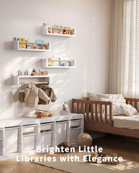Seocry storage for books and toys keeps a child's space neat.
