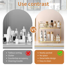 Seoneiro metal-frame ABS-tray organizer offers durable, moisture-resistant beauty storage
