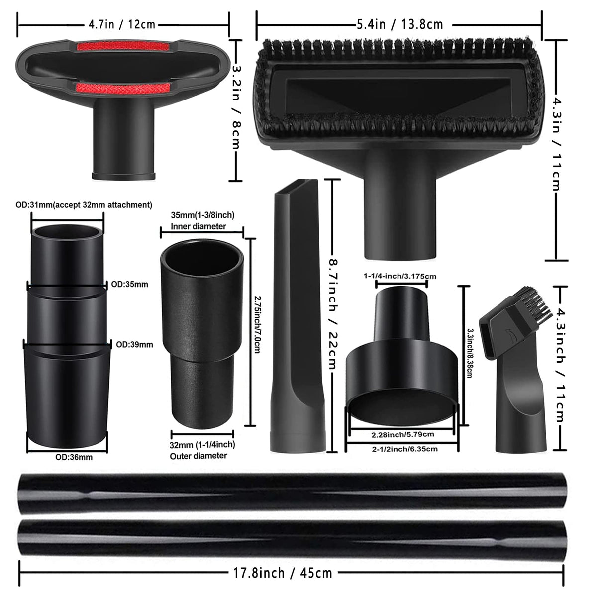 Seovmri 1-3/8 to 1-1/4 inch converter broadens attachment options.