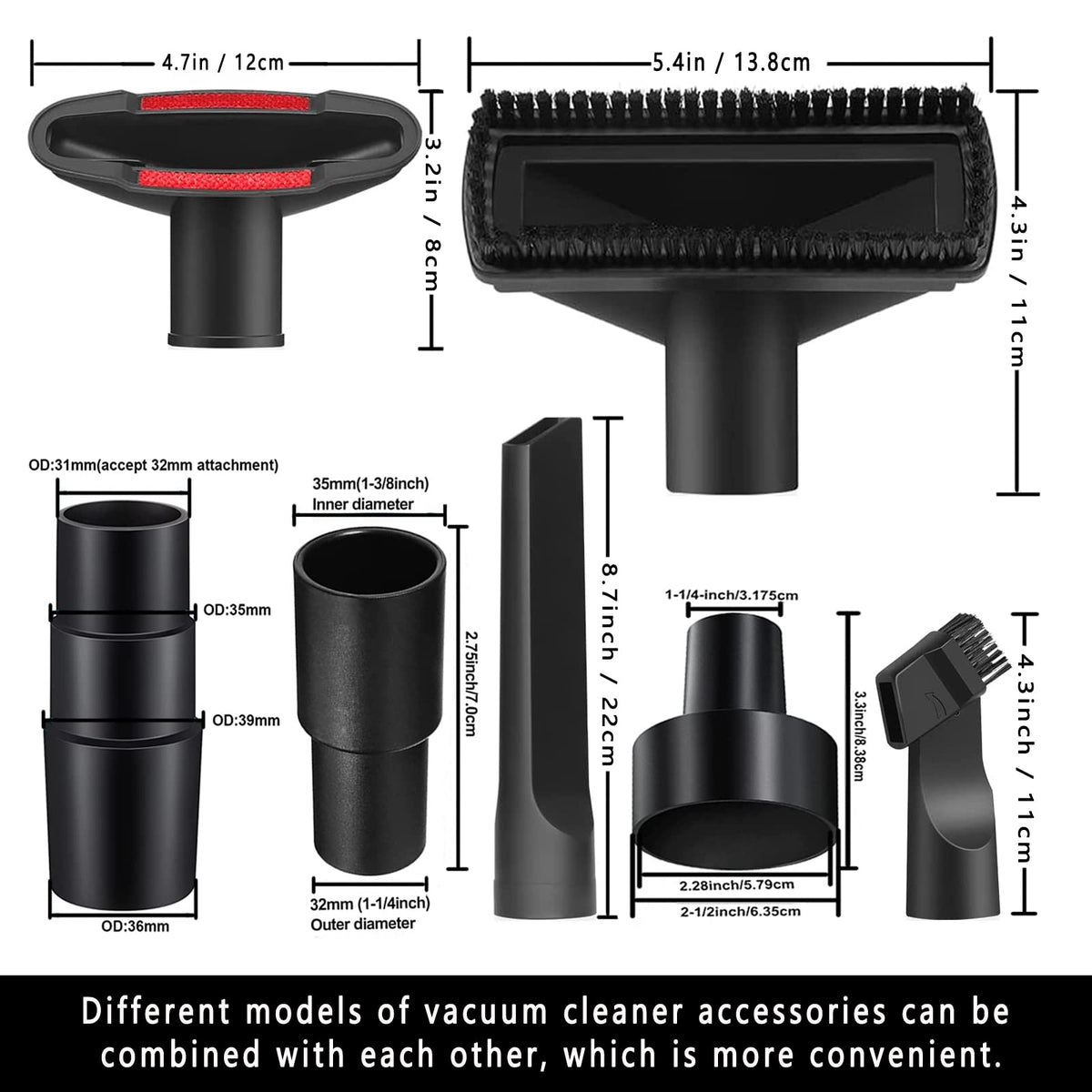 Seovmri 1-3/8 to 1-1/4 inch converter widens attachment compatibility