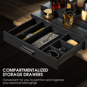 Sephyroth wooden organizer features a drawer for watches and keys.