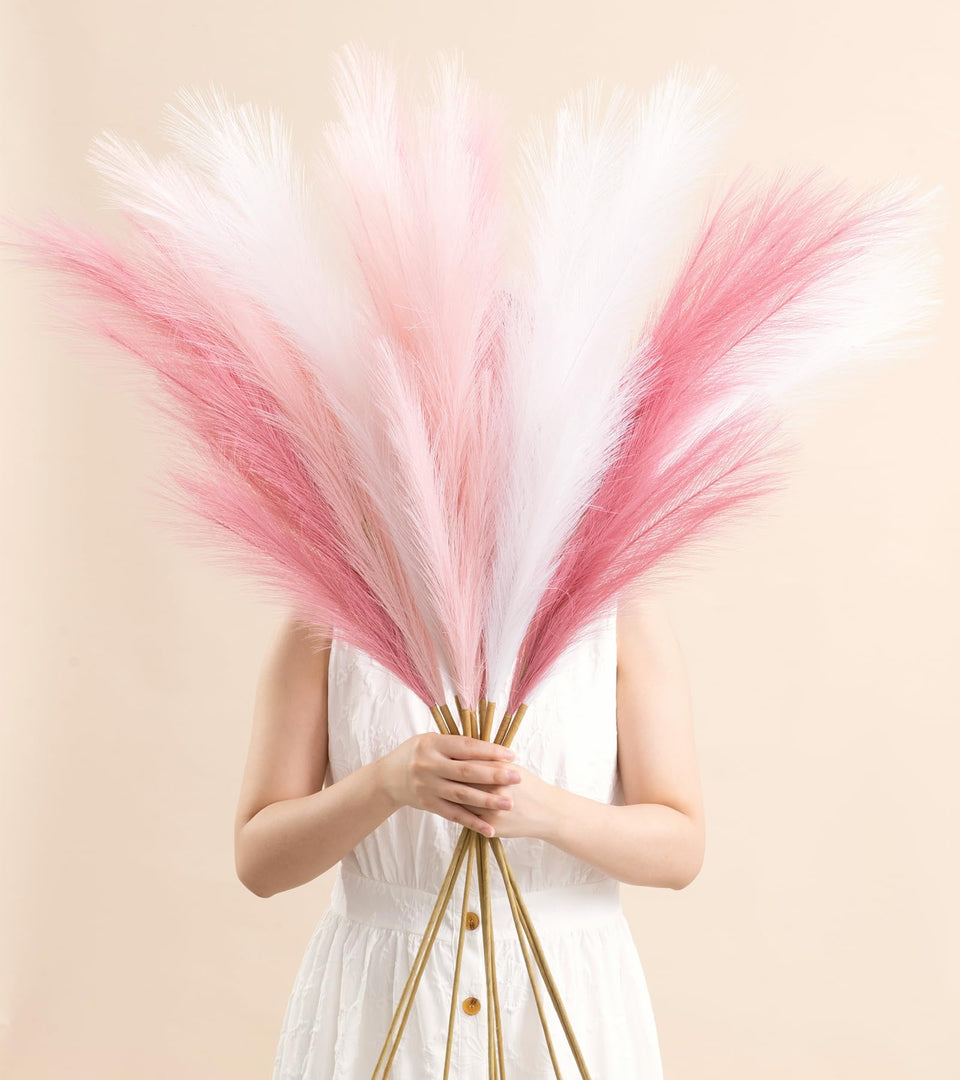 SeptCat pampas grass 9-stem display, 45 inches, pink and white, ideal for elegant centerpieces.