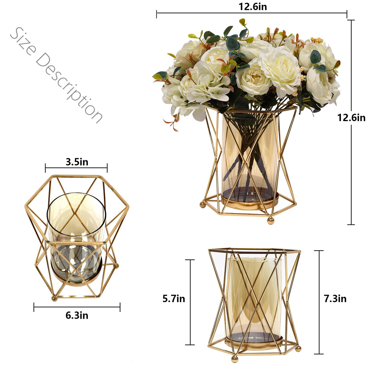 SEPTDECOR silk peony bouquet in glass vase, perfect centerpiece for dining tables.