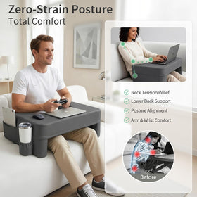 Septsun lap desk pillow with cup holder and pockets within reach