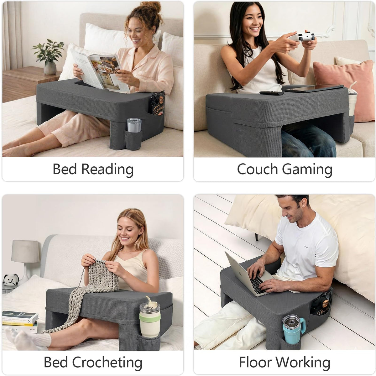 Septsun lap desk pillow in dark gray finish for cozy decor