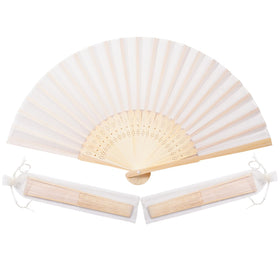 Sepwedd cream bamboo hand fan folded, portable cooling accessory for events