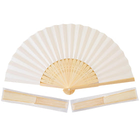 Sepwedd cream-colored paper fan open, bamboo frame, ideal for portable cooling at events and DIY projects.