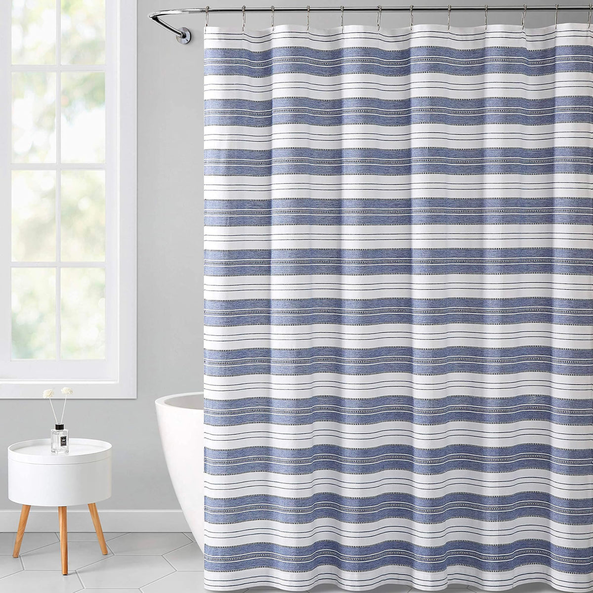 Serafina Home chambray cotton fabric close-up showing soft weave and durability.