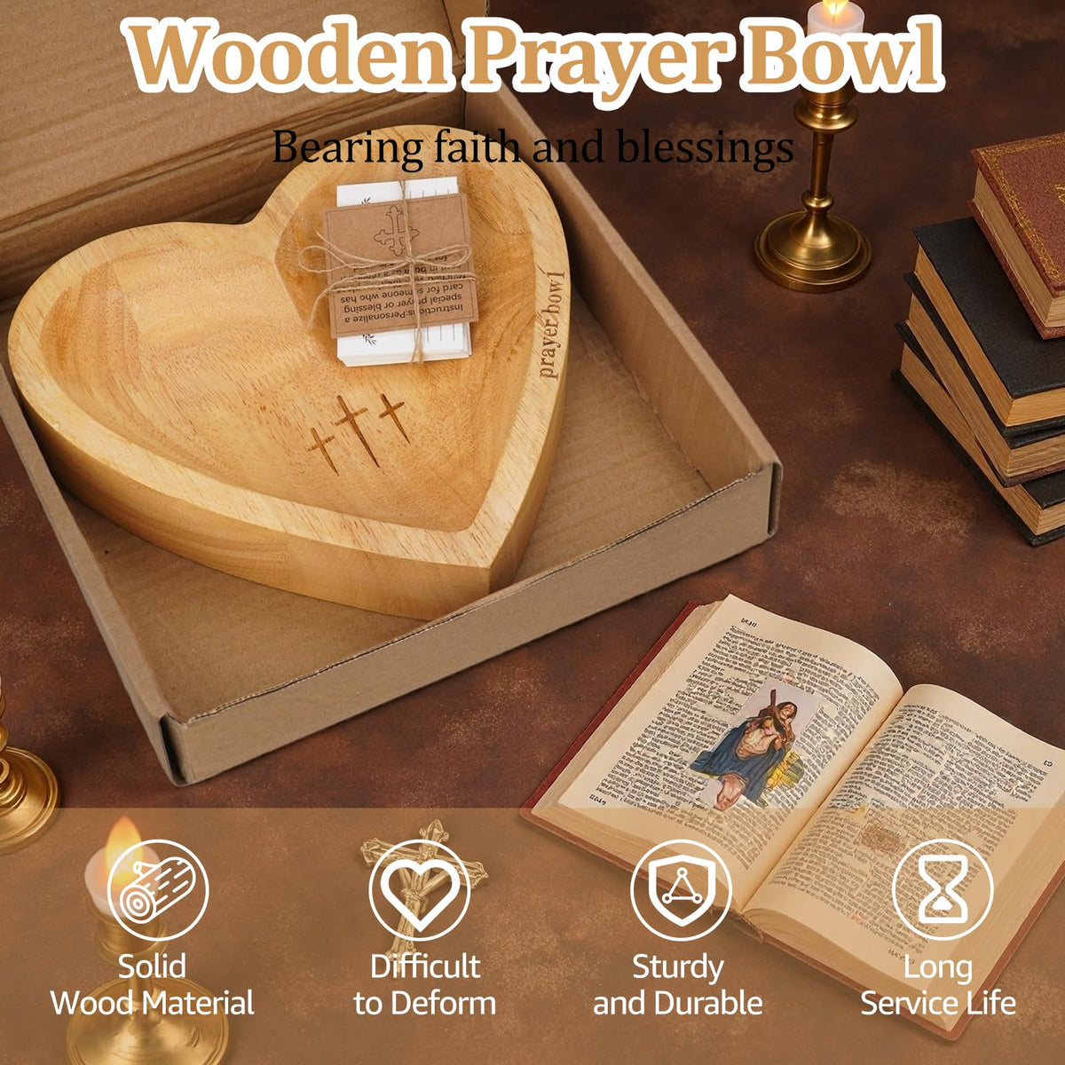 Sereficy prayer bowl shown on a coffee table as serene decor.