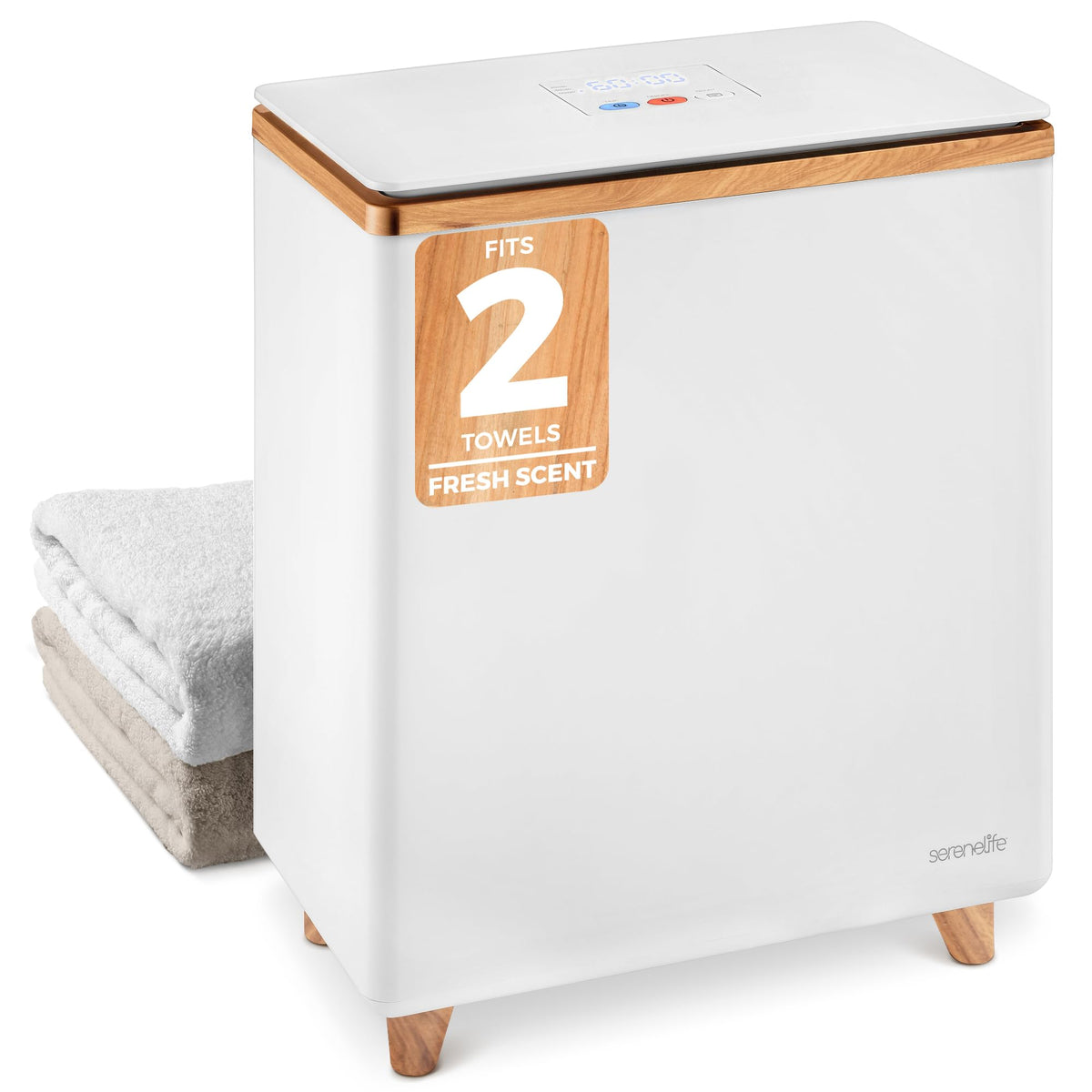 SereneLife luxury rectangle towel warmer front view for spa-like bathroom comfort