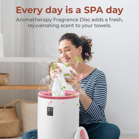 SereneLife towel warmer LED ring provides soft lighting for nighttime routines.