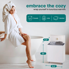 SereneLife towel warmer with one-touch control for easy operation.