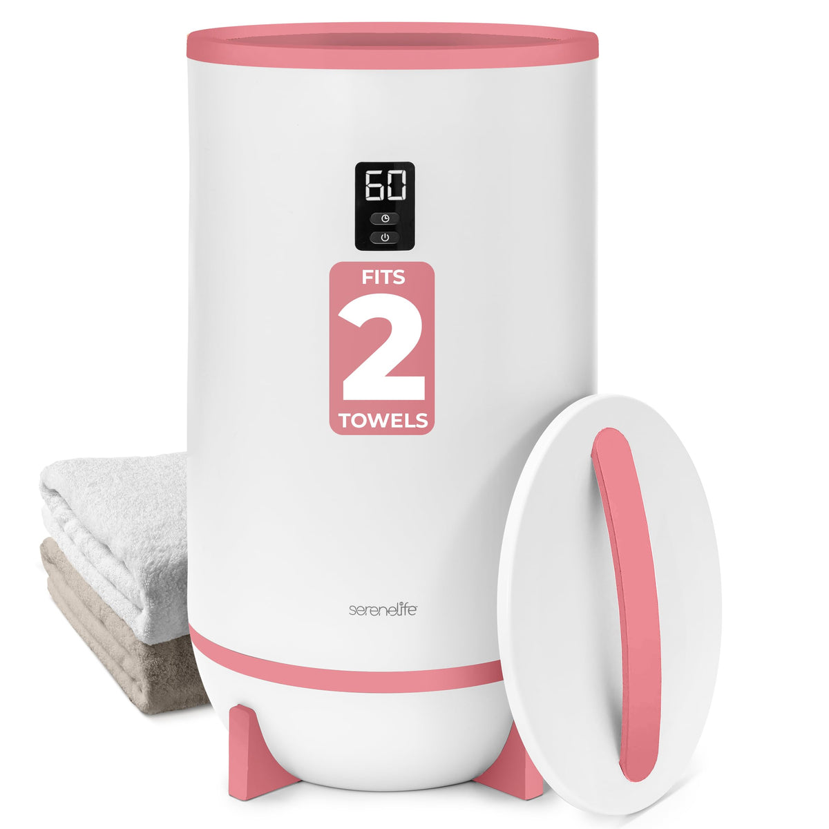 SereneLife towel warmer top view, compact and spa-ready for cozy warmth.