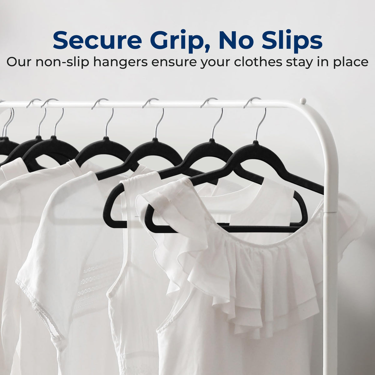 SereneLife velvet hanger with 360° swivel hook for easy access.