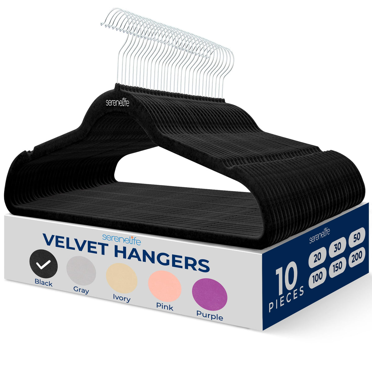 SereneLife velvet hanger with non-slip grip keeps garments in place.