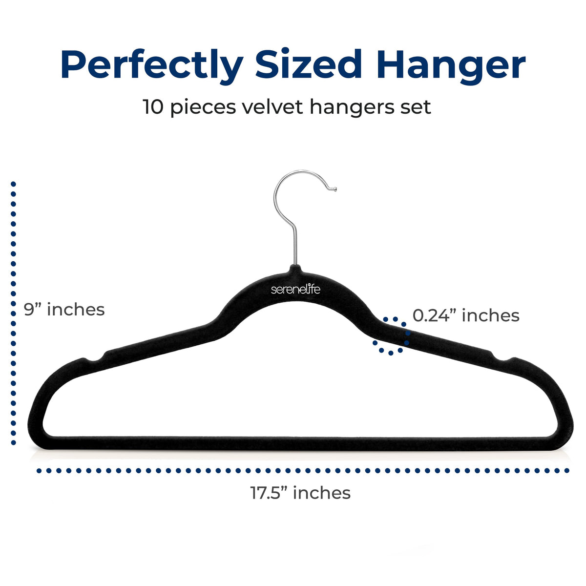 SereneLife velvet hanger with slim profile saves closet space.