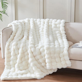 Serenhom bubble wave design blanket ivory for couch lounging