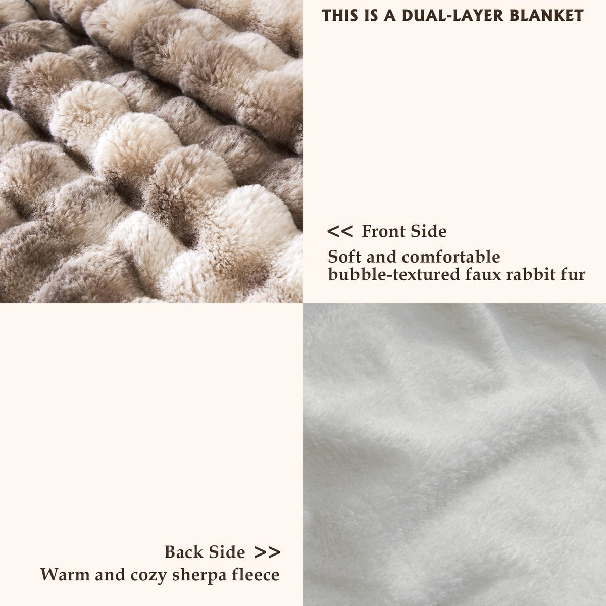 Serenhom faux fur soft detail close-up shows plush surface.