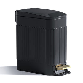 Seroelda 6L slim trash can with soft-close lid for quiet operation.