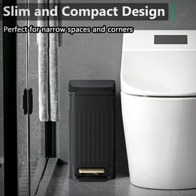 Seroelda metal pedal trash can enables hands-free opening.