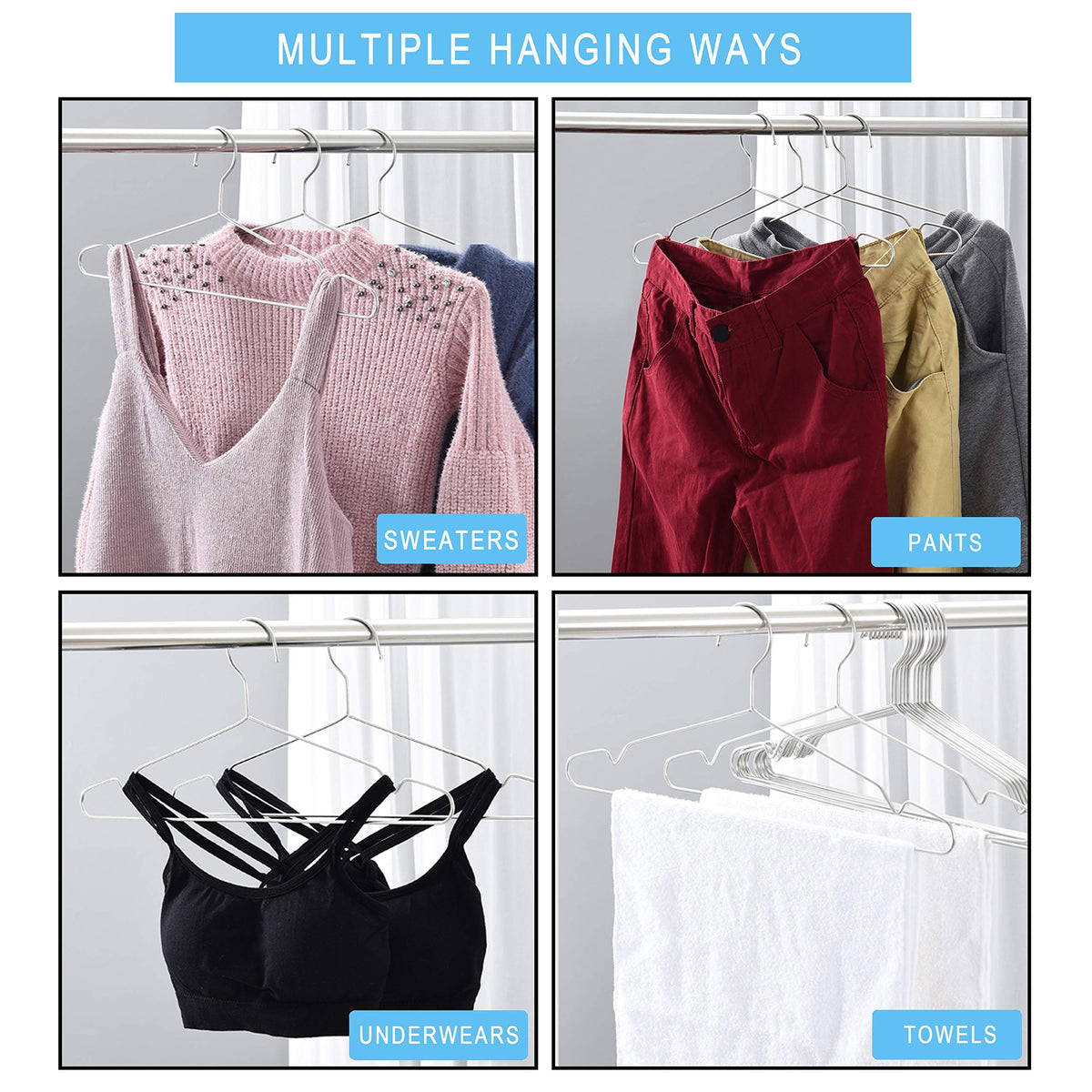 Seropy smooth-edge hangers prevent snags on fabrics.