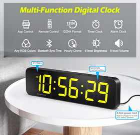 SERPHIX clock shown with app and remote control for effortless time management