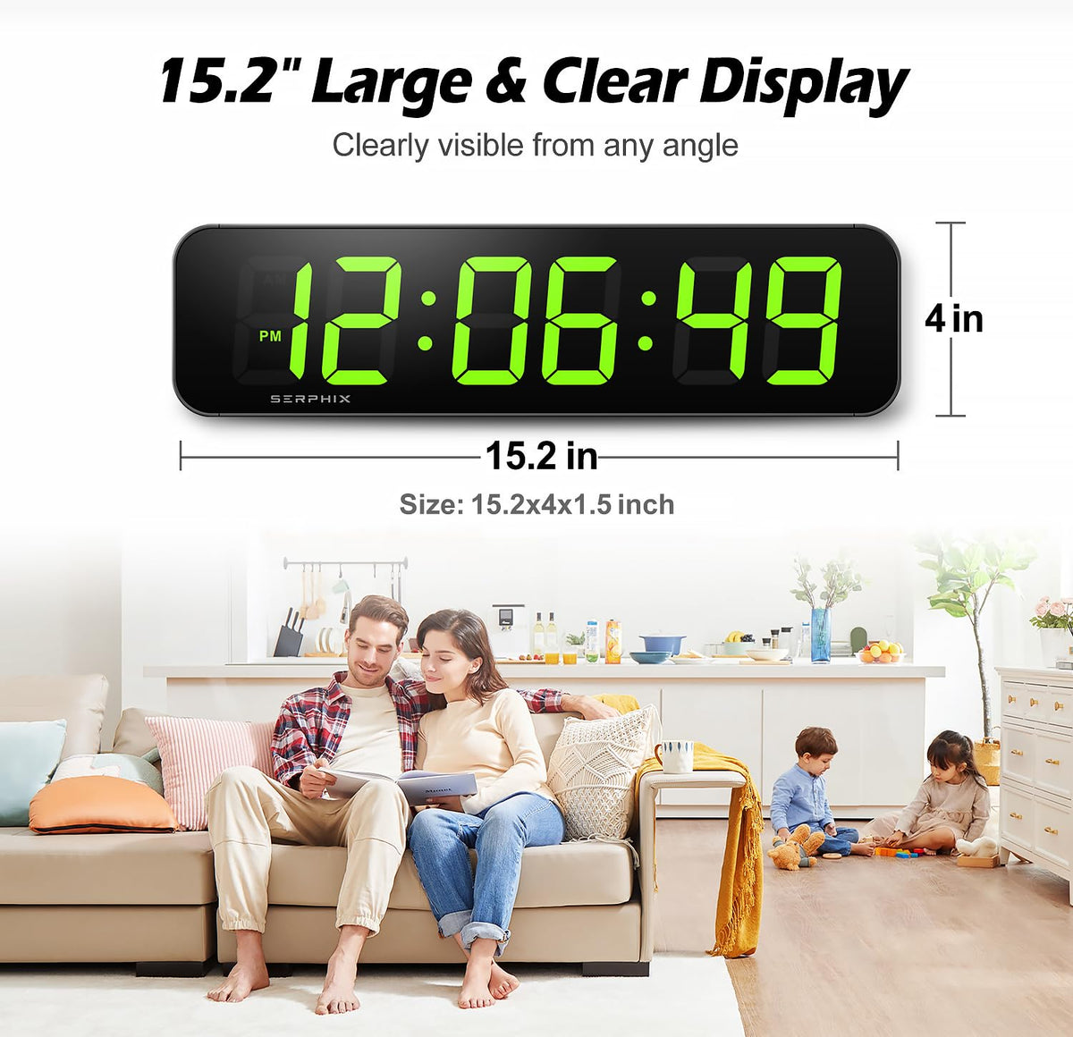 SERPHIX clock with RGB colors for customizable mood lighting