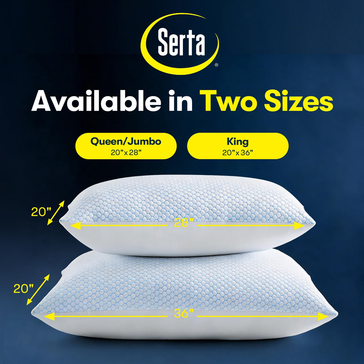Serta pillow design supports back and side sleepers seeking cooling comfort.