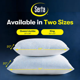 Serta pillow design supports back and side sleepers seeking cooling comfort.