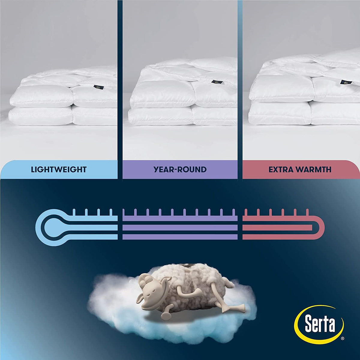Serta Down Illusion allergen barrier weaving protects against common allergens.