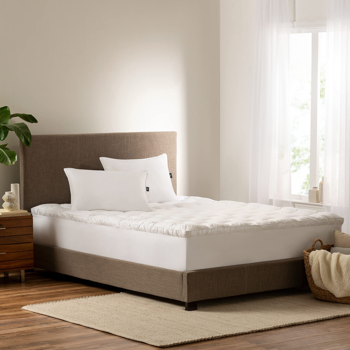 Serta Down Illusion king topper viewed from top adds plush comfort.