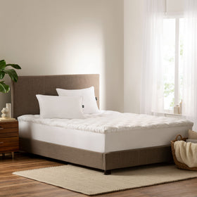 Serta Down Illusion king topper viewed from top adds plush comfort.