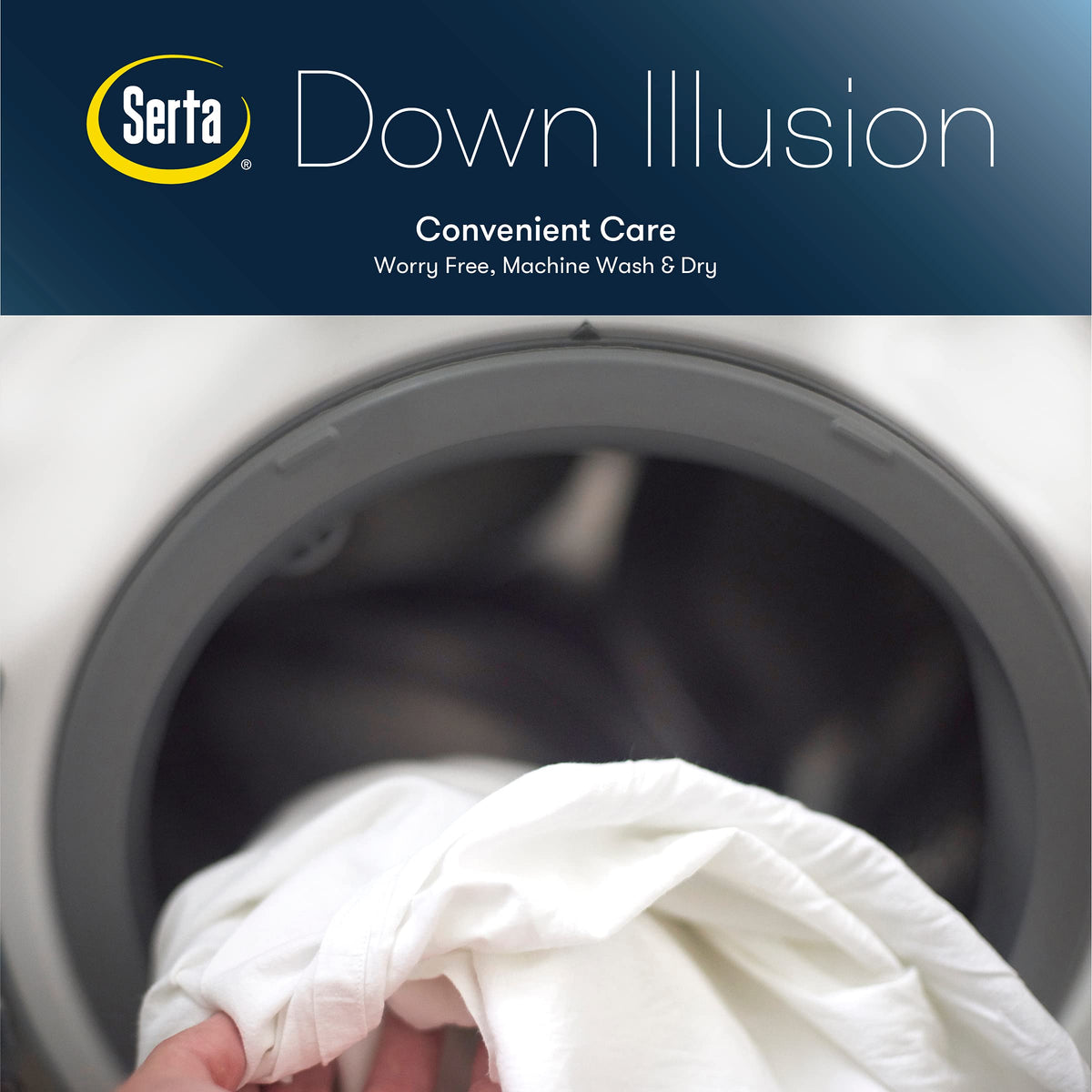 Serta Down Illusion Soft pillow white fabric complements any bedroom.