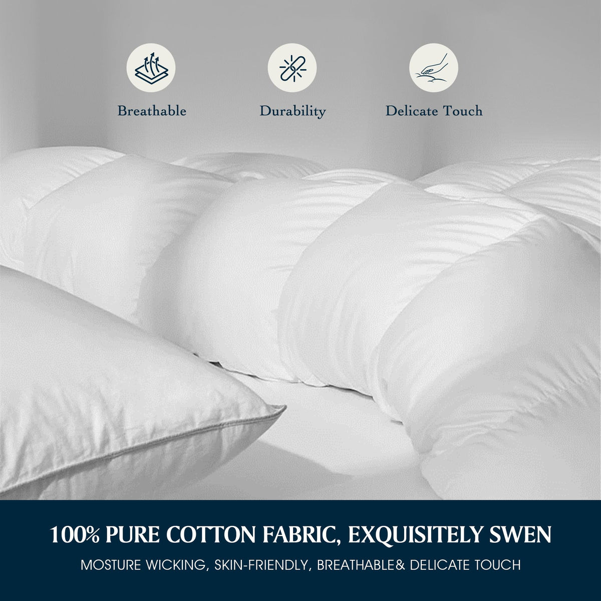 Serta end-to-end box construction keeps fill evenly distributed for consistent warmth.