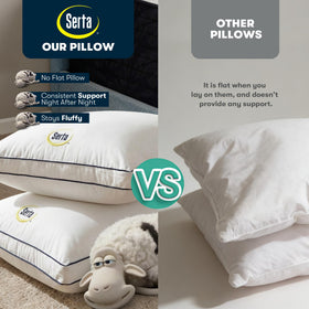 Serta Hotel Collection 100% cotton cover closeup emphasizes breathable fabric and luxury feel.