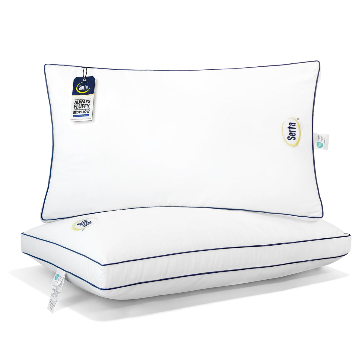 Serta Hotel Collection king pillows front view showing balanced support for all sleep positions.