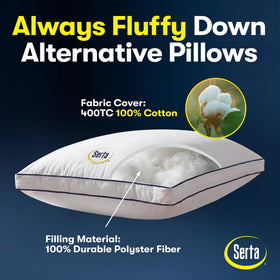 Serta Hotel Collection king pillows packaging highlights convenience and ready-to-use appeal.
