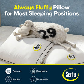 Serta Hotel Collection king pillows bedside scene demonstrates everyday comfort within reach.