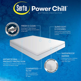15-inch deep-pocket fit secures Serta Power Chill queen protector