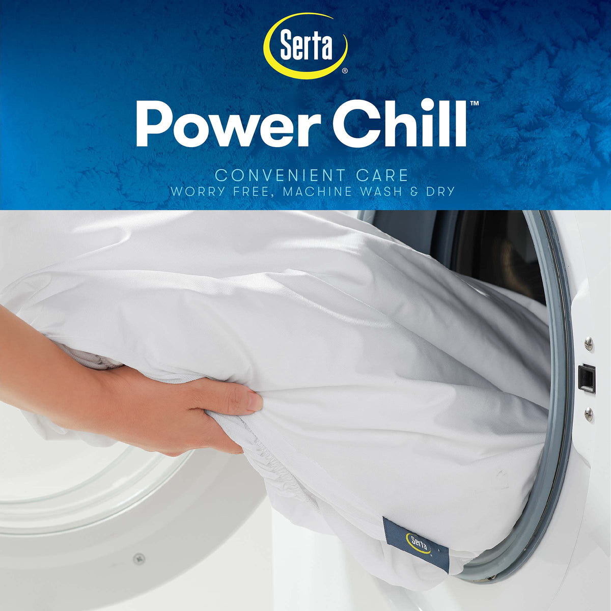 Machine washable Serta Power Chill queen mattress cover for easy care