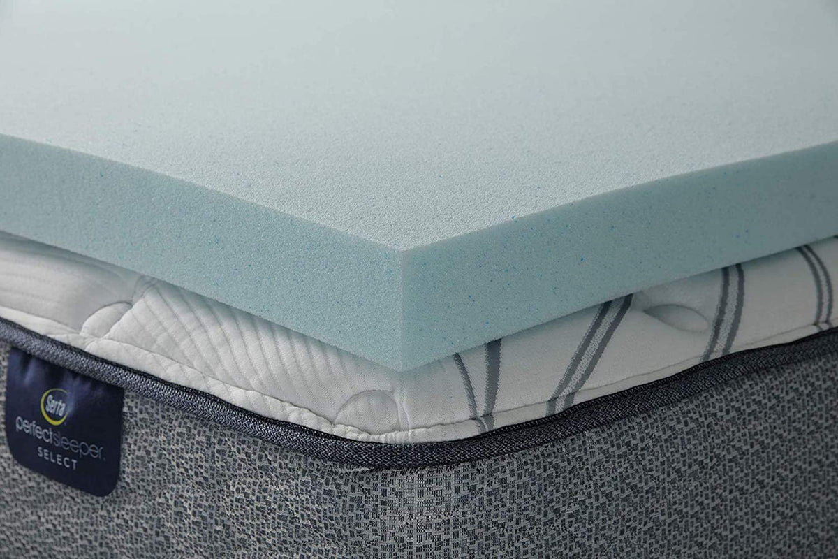 King-size topper on mattress delivering generous sleep surface.