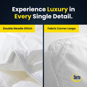 Serta white goose down fiber interior with end-to-end stitching enables lasting loft.