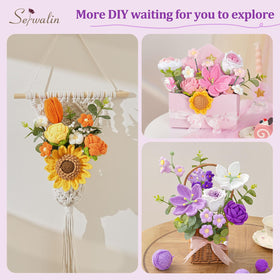 Serwalin crochet bouquet endures colors for long-term display