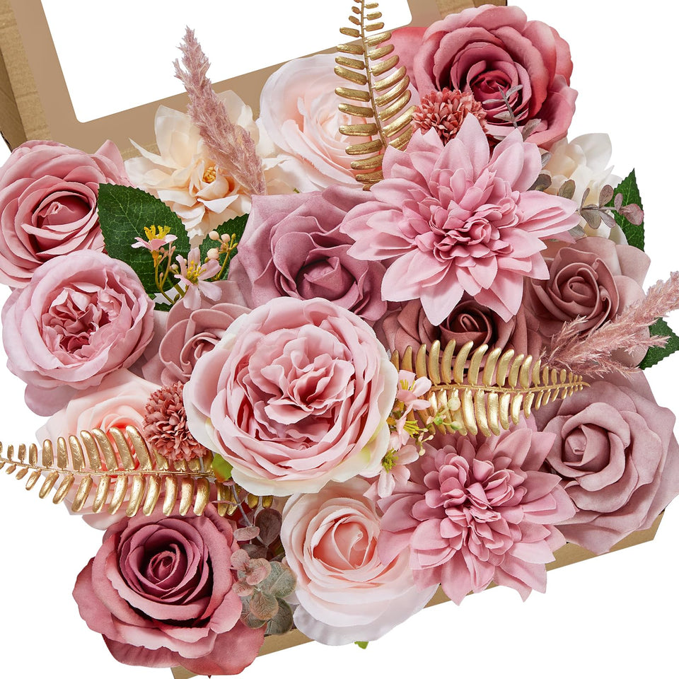 Serwalin dusty pink bean paste peony bouquet for wedding decor and DIY centerpieces, romantic tablescapes