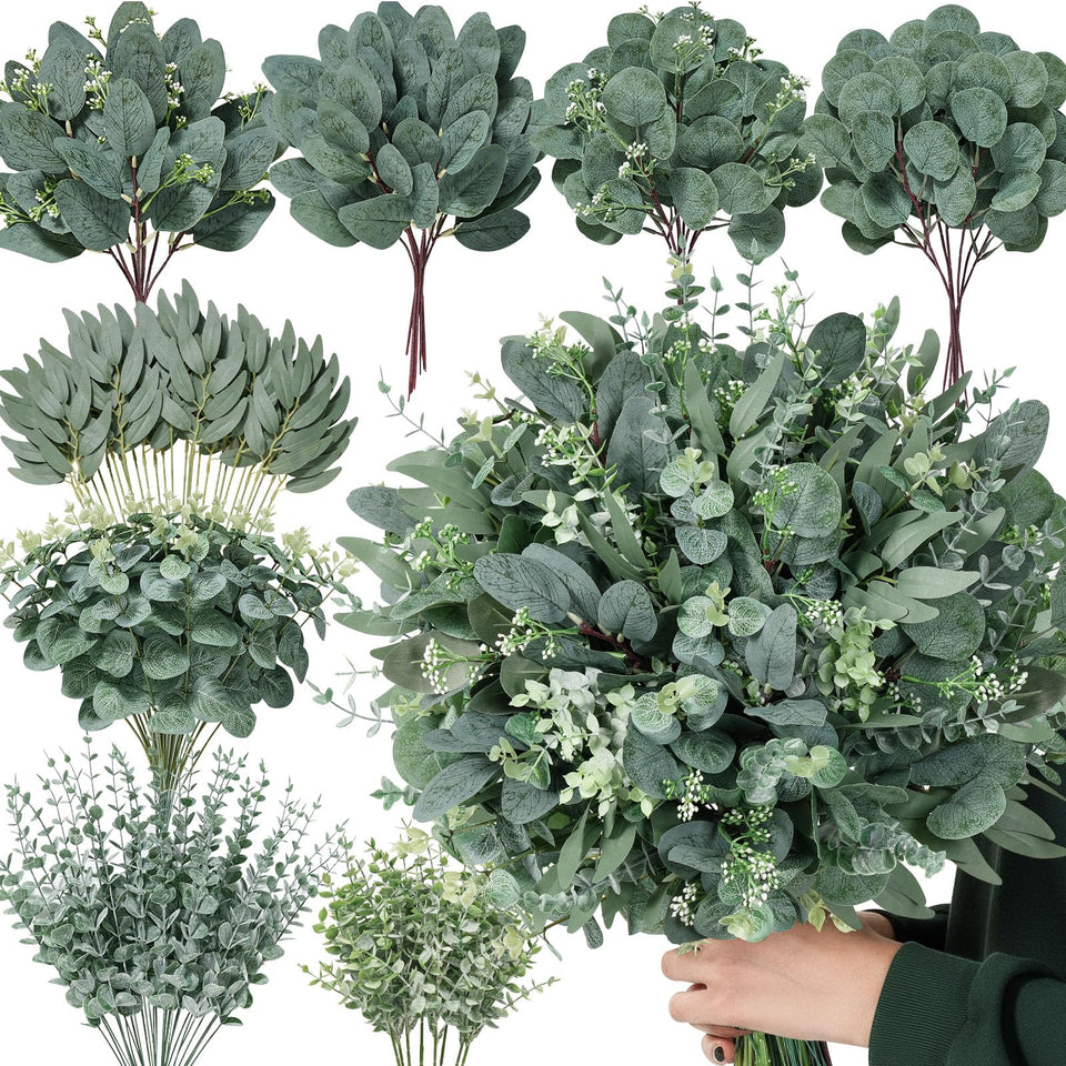 Serwalin eucalyptus stems in eight varieties for versatile DIY centerpieces.