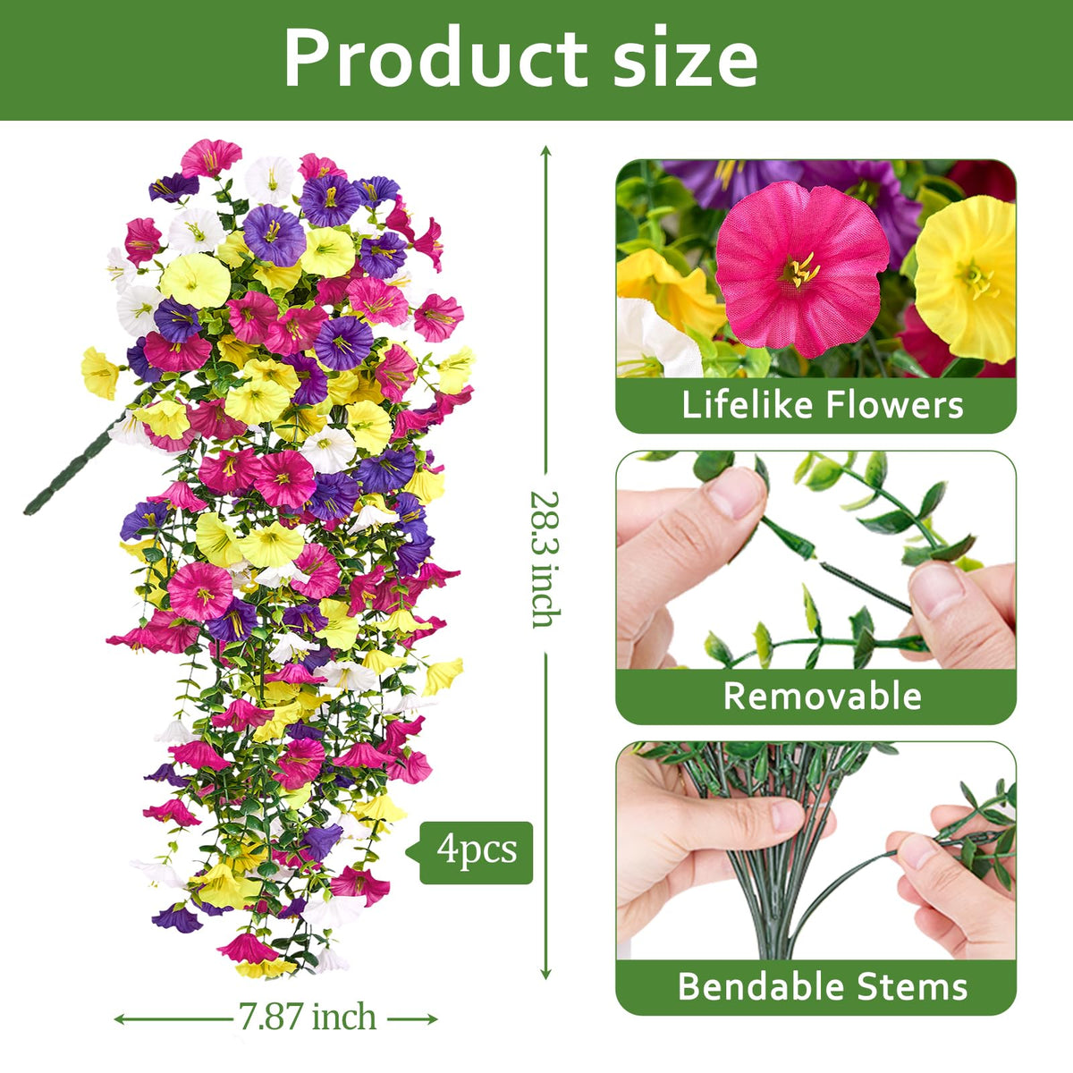 Serwalin faux morning glory flowers for exterior walls, durable and maintenance-free.