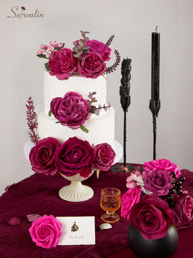 Serwalin hot pink flowers bring playful pops to cake toppers and décor