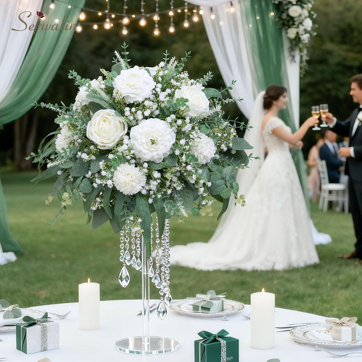 Serwalin mixed greenery picks create layered, depth-filled designs