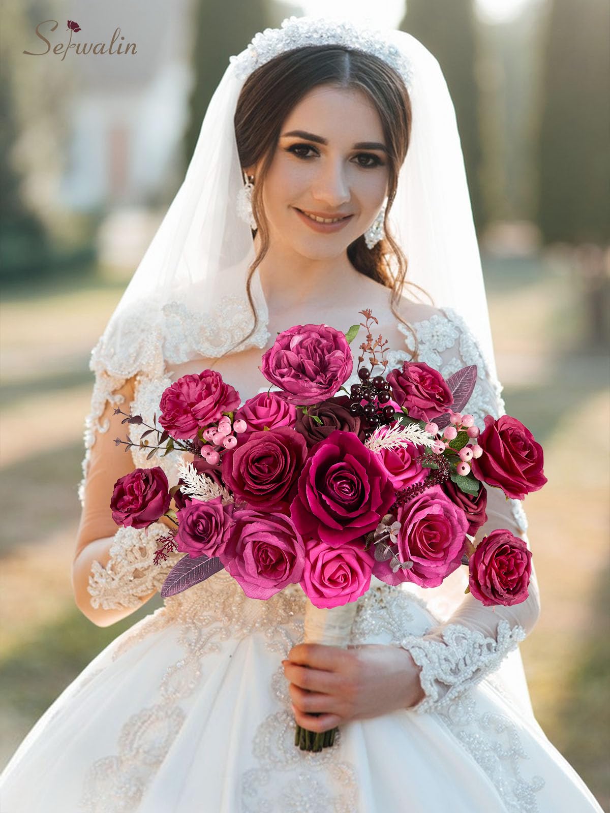 Serwalin PE burgundy flowers provide lasting color for home decor and events