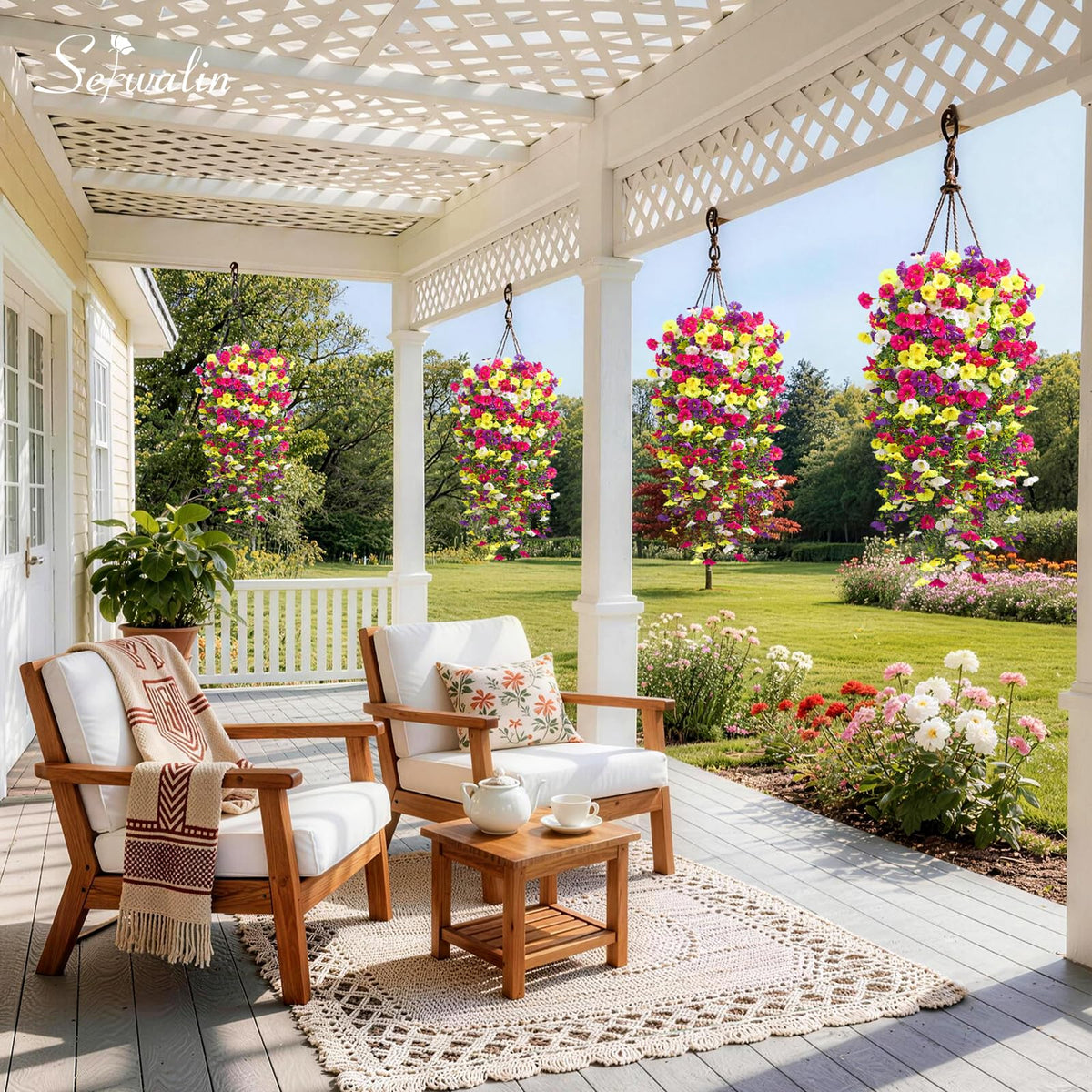 Serwalin realistic fake morning glory flowers for outdoor use, UV resistant and bright.